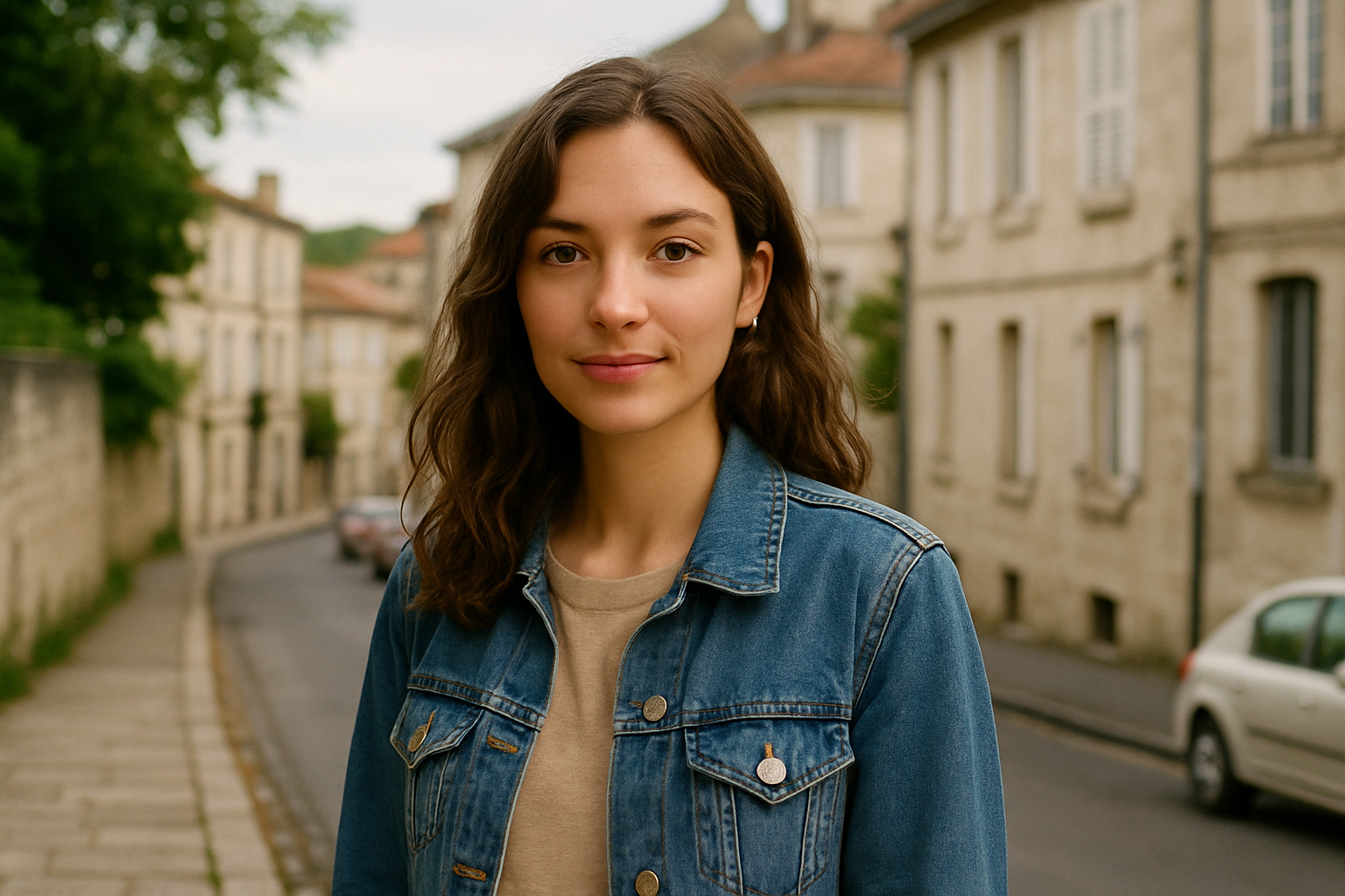 Jeune femme posant en extérieur à Angoulême pour un shooting photo lifestyle