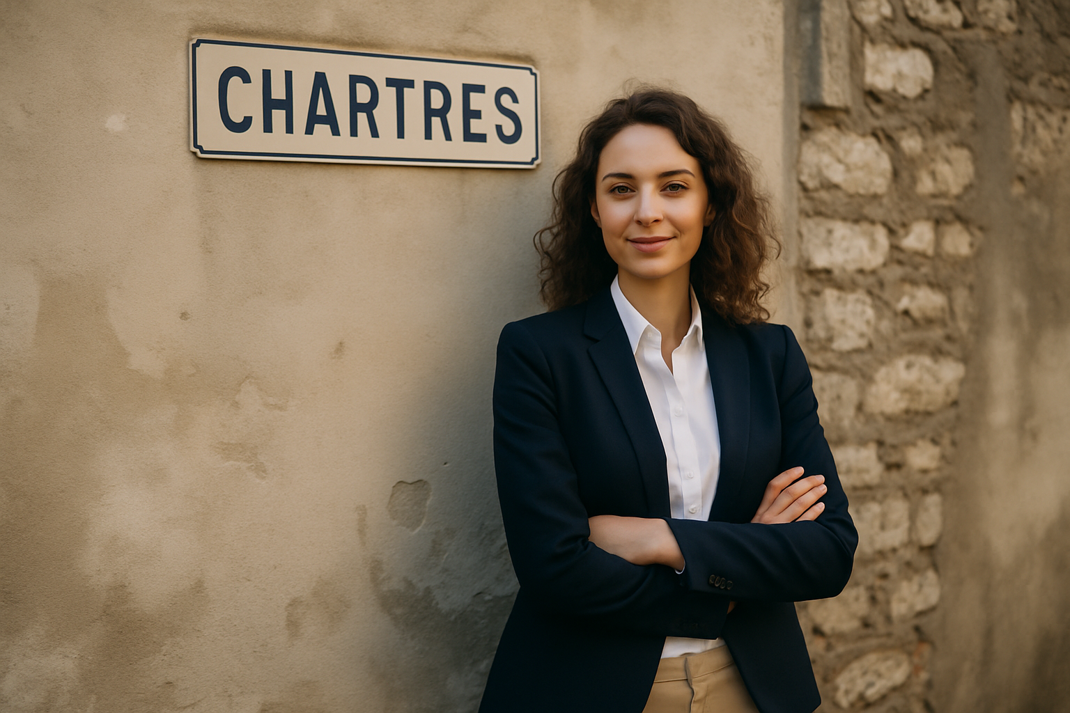 Jeune modèle posant en extérieur à Chartres dans l’Eure-et-Loir